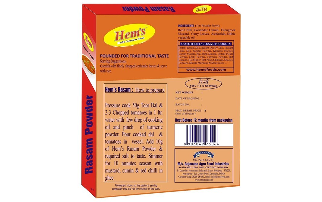 Hem's Rasam Powder    Box  500 grams